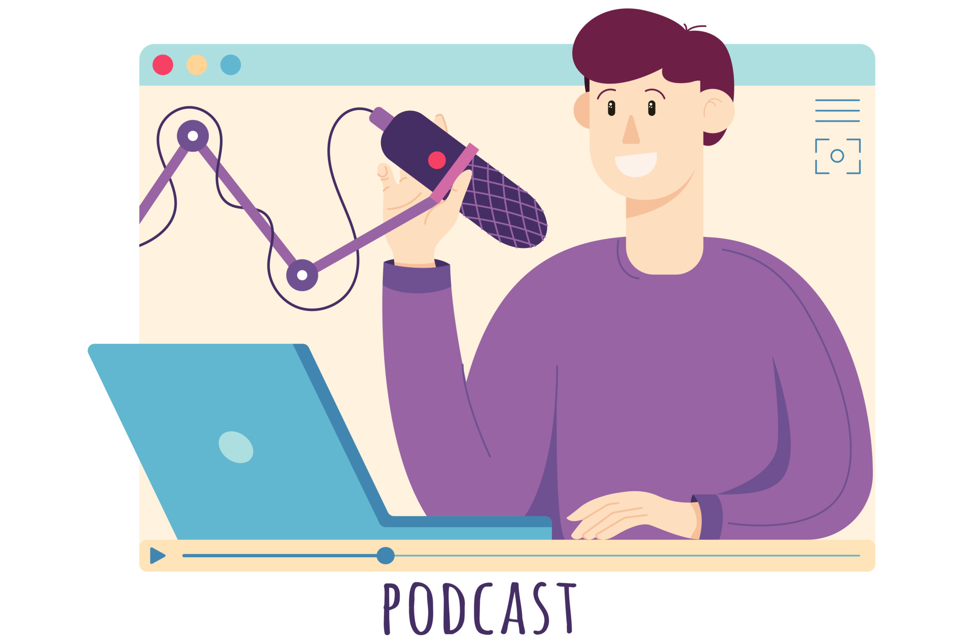 Podcast business - Man recording podcast
