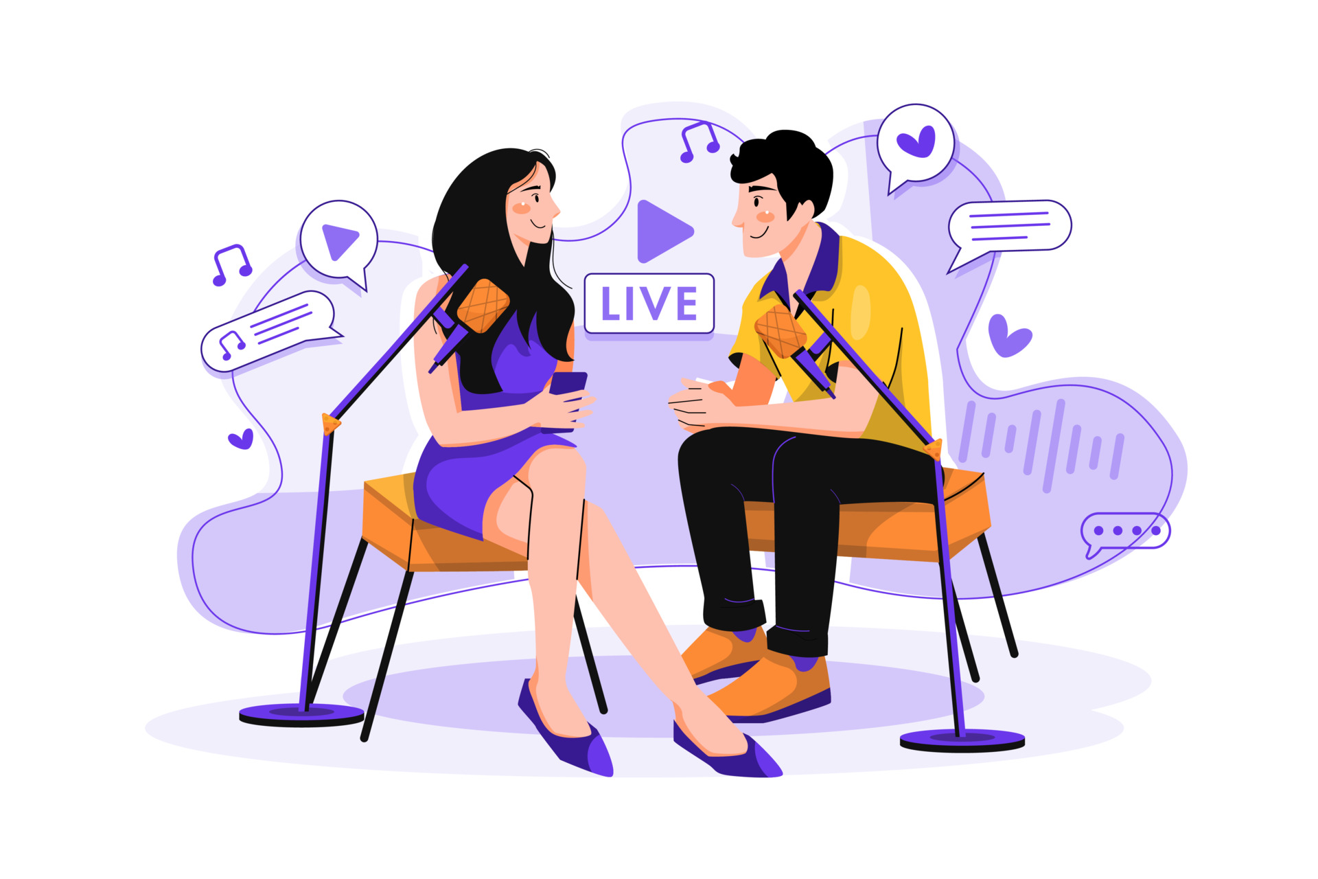 Business Podcast - Couple talking live