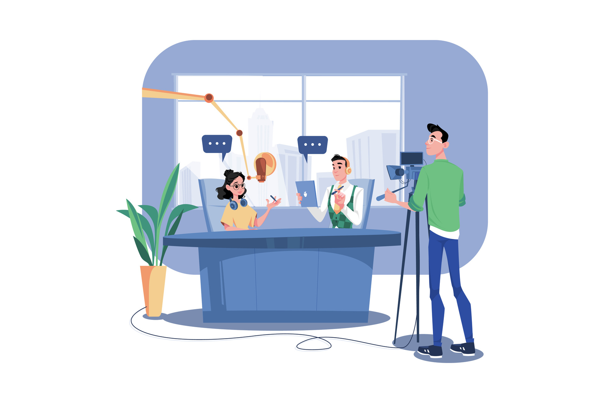 Podcast business - man and woman recording 2